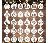 30pcs Cookie Stencils, Merry Christmas Snowflake Santa Baking Templates Xmas Reusable Cake Stencils Mold for Cookie Holiday Painting Cupcake Coffee Fondant Dessert Craft Decoration (A)