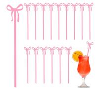 30pcs Coquette Bow Acrylic Drink Stirrers, Acrylic Pink Bow Cocktail Sticks Girly Themed Events Supplies for Bachelorette Party Wedding Birthday Bar Decorations
