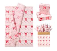 30pcs Coquette Bow Wrapping Paper, Cute Bow Wrapping Paper Coquette Gift Wrapping Paper Perfect Packaging Tissue Paper for Birthday Wedding Valentine's Day Gift Packaging(Red)