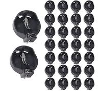 30Pcs CR2032 CR2025 Horizontal Coin Button Battery Holder 3V 2 Pin Button Coin Cell Battery Box Socket Holder Case DIP Black Container Case for CR2032 CR2025 CR2016
