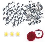 30Pcs Craft Cover Button Kit with Tools, Blank Button Making Supplies Metal Buttons Pin Badge Kit, Self Cover Buttons with 2 Tools for DIY Cloth Home Decor Sewing (Sliver, 18mm)