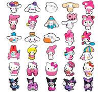 30PCS Croc Charms Cartoon PVC Shoe Decoration Charms Cute Durable Water Proof Shoe Charms DIY Decorative Sandals Bracelet Wristband Beach Bags Accessories Birthday Party Gift for Kids Girls Boys Adult
