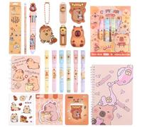 30pcs Cute Capybara Stationery Set, Capybara School Supplies, Capybara Pencil Case, Ballpoint Pen, A7/A5 Spiral Notebook, Pencils, Erasers, Pencil Sharpeners, Notebooks, Sticky Notes and
