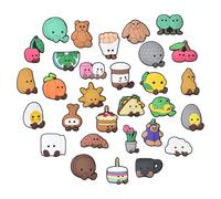30Pcs Cute Shoe Charms Decorations - Lovely Cartoon Shoe Croc Charms, PVC Soft Shoe Accessories for Adorable Cartoon Food Shoe Pins for Kids and Adults Croc Shoes DIY Decor