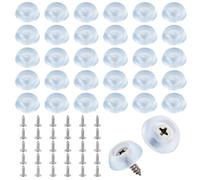 30pcs Cutting Board Feet, 0.63x0.59in Anti-Slip Rubber Foot Bumpers with Stainless Steel Screws, Round Small Legs Pad for Chopping Board, Furniture, Electronics, Kitchen Appliances (Clear)
