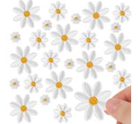 30PCS Daisy Flower Iron on Patches, Cute Embroidered Patches, Suitable for Clothes, Hats, Bags, Jackets, Jeans, DIY Decoration, 3 Sizes