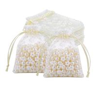 30Pcs Daisy Organza Bags 10x12CM Daisy Small OrganzaBag with Drawstring Organza Gift Bag Mesh Favor Bags for Birthday Wedding Party Baby Shower (White)