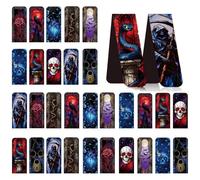 30PCS Dark Romance Magnetic Bookmarks Set, Gothic Stained Glass Page Markers with Raven Skull Rose Castle Moon, Dark Academia Bookish Bookmarks for Readers Book Lover Gifts