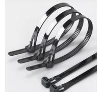 30PCS Detachable Nylon Strap White 5mm 8mm Reusable Plastic Self-Locking Retractable Zipper Fixed Black 5 * 200(Black,8x200mm (30PCS))