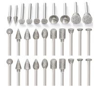30Pcs Diamond Grinding Bit Set, Josaton Stone Carving Burr Bit for Dremel | 3mm Shank Grinding Drills Bit Rotary Accessories Tool for Glass Ceramics Jewelry Polishing, Engraving