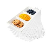 30PCS Disposable 3-Compartment Divided Serving Tray, White Rectangular Thickened Serving Platter for Home, Parties, Picnics and Gatherings, Home Kitchen Essentials (15×7.32×1.46in/38×18.6×3.7cm)