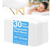 30PCS Disposable Fitted Massage Table Sheets with Elastic, Breathable Disposable Massage Table Cover, Non Woven Fabric Spa Bed Covers for Beauty Salon Wax Tattoo Facial Lash Bed (Fitted Bed Cover)