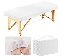 30pcs Disposable Fitted Massage Table Sheets with Elastic, Breathable Disposable Massage Table Cover, Non Woven Fabric Spa Bed Covers,Single Use for Beauty Salon Wax Tattoo Facial Lash Bed,35" x 86"