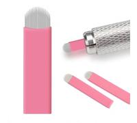 30PCS Disposable U18 Microblading Blades - 0.18mm Pink Nano Needles, 18-Pin U Shape for Eyebrow Tattoo Manual Pen (30PCS 18U)