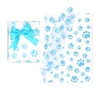 30pcs Dog Paw Tissue Paper, 20x14in Cute Paw Print Tissue Paper Gift Wrap Paper Puppy Paws Tissue Paper Sheets for Gift Packaging Wedding Birthday Party Supplies(Blue)