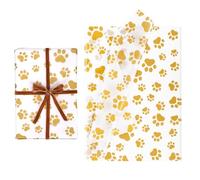 30pcs Dog Paw Tissue Paper, 20x14in Gift Wrap for Puppy Packaging, Wedding, Birthday Party Supplies (Gold)
