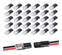 30PCS Double Wire Plug in Connector, Pluggable Low Voltage Wire Connector with Locking Buckle, Quick Disconnect Led Light Strip Connectors 2 Pin, No Wire Stripping Cutting 18-22AWG