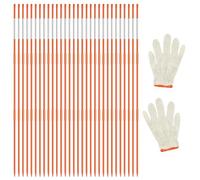 30Pcs Driveway Markers,4Ft Driveway Reflective Poles, Orange Fiberglass Snow Stakes with Reflective Tape for Easy Visibility at Night for Parking Lots (30, Orange)