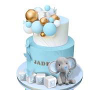 30PCS Elephant Cake Topper Decorations,There Are Butterfly,Letter & Ball Cake Toppers Cake Decoration Squares With Letters For Baby Shower Cake Decoration Party Supplies Birthday Wedding Decoration