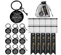 30PCS Employee Thank You Gifts Bulk, Thank You Keychain, Black Round Inspirational Keychain, Thank You Card, Ribbon, Male and Female Gift Giving for Teachers, Colleagues, Friends, Family, Colleagues