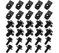 30Pcs Engine Undertray Cover Clips for Nissan Qashqai 2014-2020, Black METALs Bolt Fixed Nut Clamps Compatible with Splash Guards & Mud Flaps