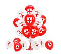 30Pcs England St George Flag Printed Balloons 12 Inch for FIFA 2026 World Cup - Red and White Latex Football Party Balloons for Sports Events, Fan Celebrations and Decorations