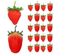 30pcs Fake Plastic Strawberries Red Plastic Lifelike Decorative Fruit