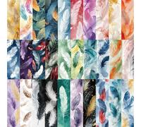 30PCS Feather Bookmark,Vintage Aesthetic Elegant Pattern Paper Bookmarks for Book Lovers,Simple Style Book Accessories Natural Style School Home Office Supplies,Gift for Women Men Students