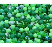 30pcs Fire Polished Faceted Beads Round 6 mm, Mixed Colors Green (), Bohemia Crystal Glass, Czechia 15119001