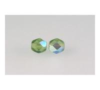 30pcs Fire Polished Faceted Beads Round 6 mm, Transparent Green Ab (50230-28701), Bohemia Crystal Glass, Czechia 15119001