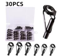 30pcs Fishing Rod Tips Stainless Steel Ceramic Ring Replacement Fishing Rod Repair Kit with Storage Box