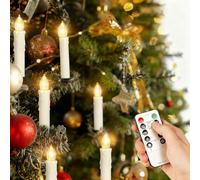 30pcs Flameless LED Taper Candles,Clip-On Christmas Tree Candles with Remote,4 Modes & Timer, Waterproof, Dimmable Flickering Candles for Christmas Home Wedding Birthday Party Decorations (30pcs)