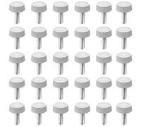 30Pcs Flat Knurled Thumb Screws for M5,Carbon Steel Hand Bolts,White Metric Male Thread Grip Knobs,16mm Knurled Thumb Screws,Fasteners for Furniture