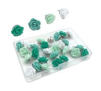 30Pcs Flower Drawing Pins Rose Decorative Push Pins for Cork Board Floral Thumb Tacks for Wall Bulletin Board Travel Map Office Bulletin
