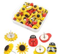 30pcs Flower Push Pins Ladybird Push Pin Cork Board Notification Board Pin Drawing Pin for School Office Bulletin Board