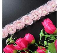30pcs Flower Rose Pearl Lace Edge Trim Ribbon 5 cm Width Colourful Trimmings Fabric Embroidered Applique Sewing Craft Wedding Bridal Dress Embellishment Party Clothes DIY Embroidery Decoration(Pink)