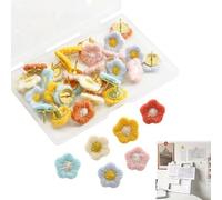 30PCS Flower Thumb Tacks Exquisite Colorful Flower Push Pins Decorative Attractive Flower Drawing Pins for Map Cork Board Bulletin Board Whiteboard Photo Display Wall Office Home