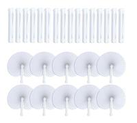 30Pcs Folding Paper Fans, 25CM Round Paper Fans,Chinese Handheld Fans,White Round Hand Fans with Plastic Handles for Birthday Party DIY Favours Travel Wall Decoration