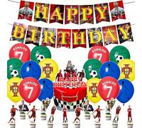 30PCS Football Birthday Party Decorations with Star Balloons, Happy Birthday Banner, Cake Topper for Kids Football Theme Party