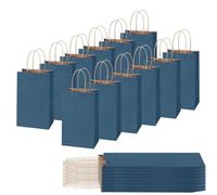 30Pcs Gift Bags Small Navy Blue Paper Party Bags for Kids Parties,Goodie Candy Sweets Bag with Handles,Flat Bottom Kraft Wrapping Paper Party Favour Bag for Present,Christmas Halloween Wedding