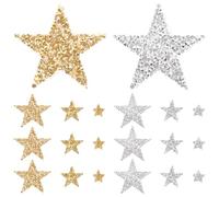 30pcs Glitter Pentagram Patches Halloween Season Polyester DIY | Star Shaped Shiny Applique for Shoes, School Uniforms, Costume Embellishment, Easy No Sew Fix