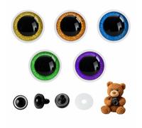 30Pcs Glitter Safety Eyes for Crochet Amigurumi, 25mm Plastic Eyes with Washers for Plush Dolls DIY Stuffed Animal Making Craft Supplies