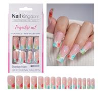 30pcs Glossy French Tip Press On Nails Long Square Shape Stick Manicure Glossy Acrylic False For Women Press Nail