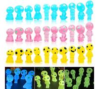 30PCS Glow in The Dark Mini Alien Figure Tiny Fairy Garden Accessories Alien Decor for Alien Party Dollhouse Micro Landscape Bonsai
