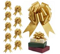 30pcs Gold 30mm/3cm Large Ribbon Pull Bows for Party Wall, Gift Wraps, Christmas Trees, Wedding, Birthday Hampers Decoration Florist Pullbows