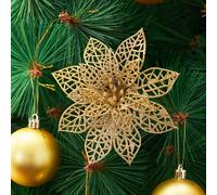 30PCS Gold Flower Shape Christmas Hanging Ornaments Decorating Supplies