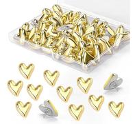 30pcs Gold Heart Drawing Pins Valentines Decorations-Decorative Cute Push Pins for Notice Board & Cork Board,Wall Map Pin for Photos,Posters & Postcards,Home Office School Stationery with Reusable Box