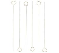 30pcs Gold Metal Flower Pick Clip for Bouquet Cards and Gift Boxes | Iron Build, Reusable DIY Accessory, Circle Star Heart Shapes, for Restaurants Buffet Lines