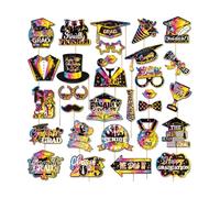 30pcs Graduation Party Decorations Photo Props, Party Photo Booth Props Glitter Prom Photobooth Kit Personalised Funny DIY Kit for Prom School Leavers
