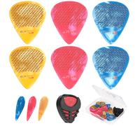 30pcs Guitar Picks, 0.46 0.71 0.96 mm Includes Thin Medium Heavy Thickness, Three Colors Non-slip Celluloid Plectrums for Bass Electric Acoustic Guitars Ukulele (30pcs twill Picks)
